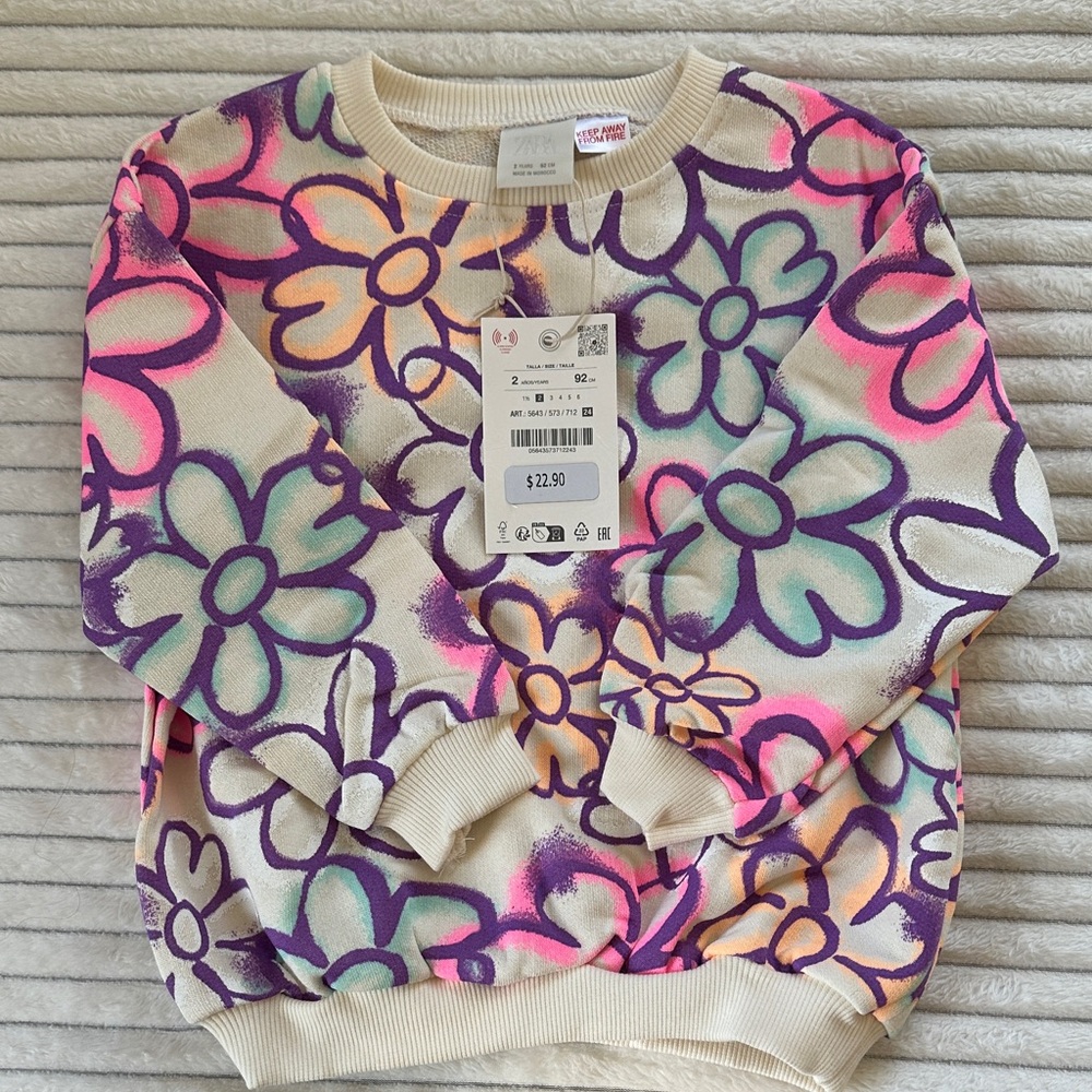 Zara Multicolor Floral Kids Sweatshirt